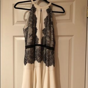 BCBG MaxAzria Off White/Black Leyla Halter Dress